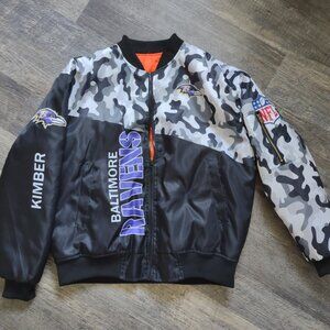 Womens Winter Puffer Jacket Baltimore Ravens Football Team Kimber Name Sz Lg